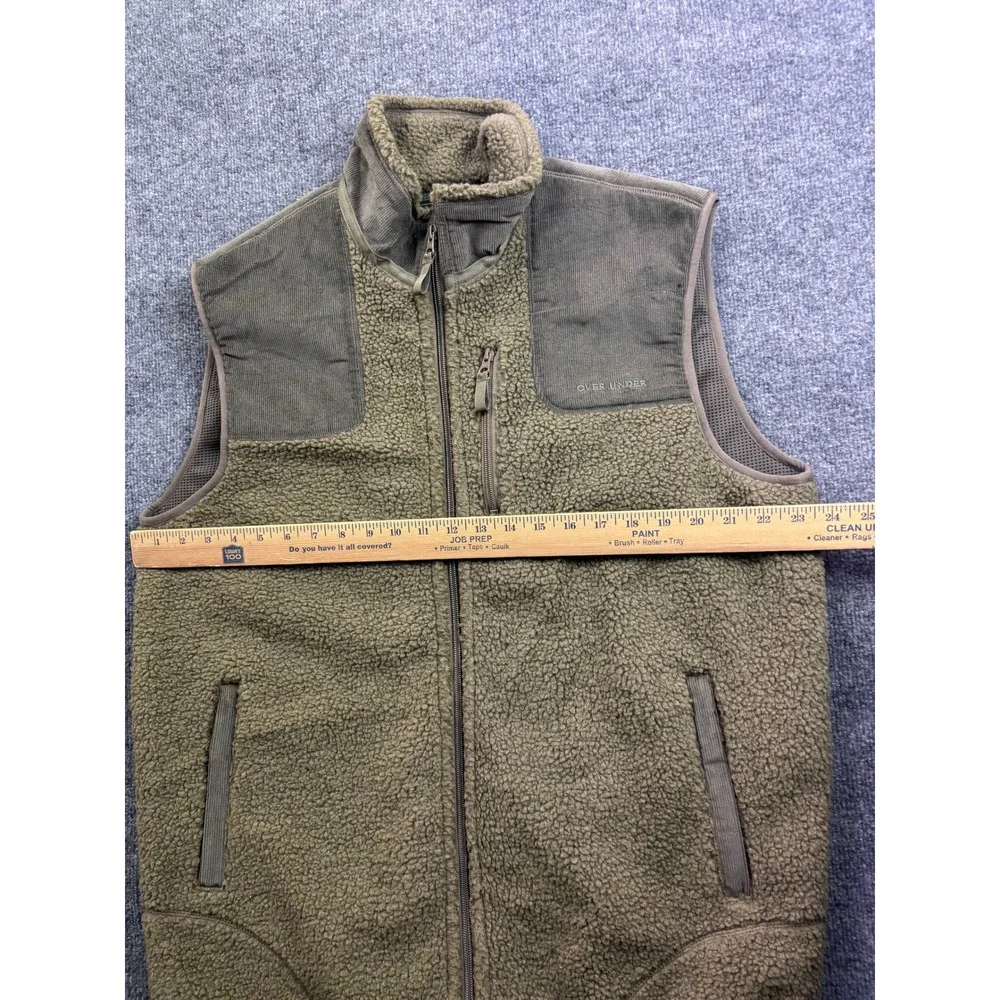 Over Under High Country Fleece Vest Mens Large Green Sherpa Full Zip Made in USA
